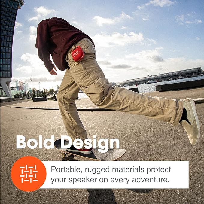 JBL Clip 4, Orange - Portable Bluetooth 5.1 Speaker - Up to 10 Hours of Play - Waterproof & Dust Resistant - Includes Noise & Echo-Canceling Speakerphone