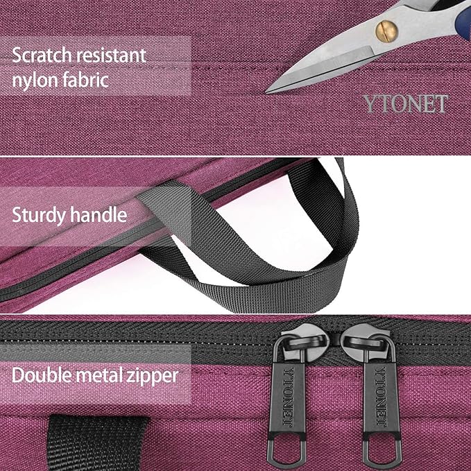 Ytonet Laptop Case 15.6 Inch, TSA Friendly Laptop Sleeve Cover with Handle for Women, Protective Slim Computer Carrying Case Compatible with HP Dell Lenovo Asus Notebooks, Purple Red | TSA Friendly, with Handle, for Women, Protective, Slim, Purple Red