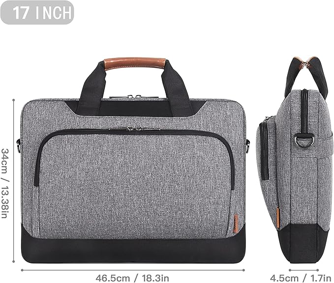DOMISO 17-17.3 Inch Laptop Bag Briefcase Business Shoulder Bag for HP Pavilion 17/MSI GS73VR/Dell Inspiron 17, Grey