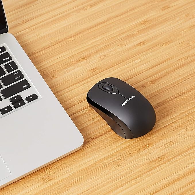 Amazon Basics 2.4 GHz Wireless Optical Computer Mouse with USB Nano Receiver, Black, 30-Pack