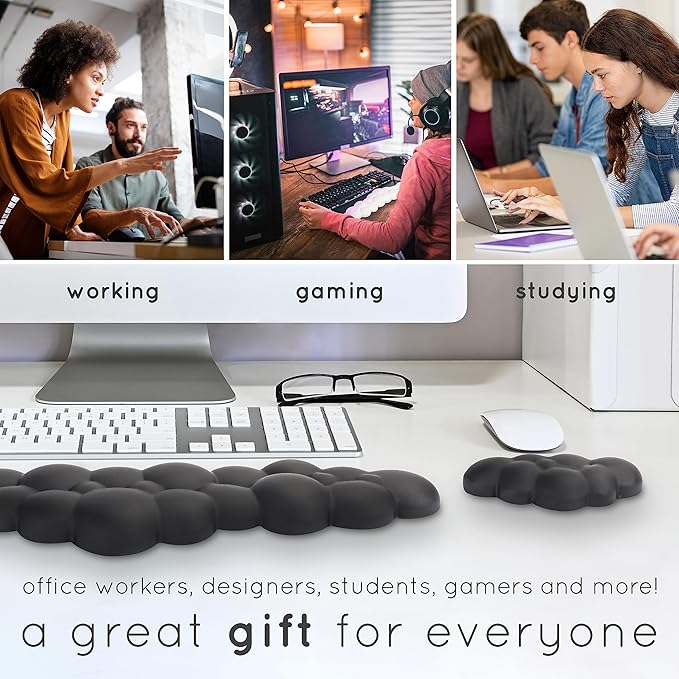 Create-ables Qloud Cloud Wrist Rest Keyboard Wrist Rest for Computer Keyboard Pad, Cloud Keyboard Wrist Rest, Wrist Pad for Keyboard, Memory Foam, Non Slip Base, Comes with Mouse Pad - Lilac Purple