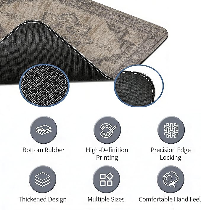 Boho Rug Mouse Pad, Large Retro Rug Carpet Desk Mat, Vintage Keyboard Long Mouse Mat for Computer Laptop Boho Gaming Mousepad Rugs Full Desk Pad for Women Office 31.5x11.8