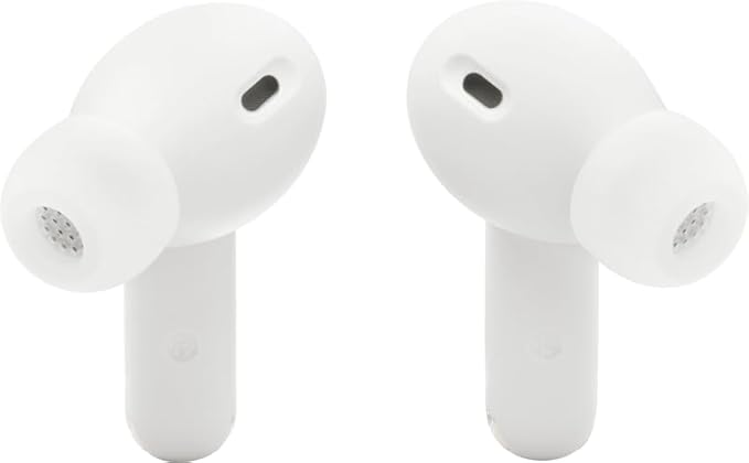 JBL Vibe Beam 2 - True Wireless Noise Cancelling Earbuds with JBL Pure Bass Sound & Smart Ambient technology, 4mics for crisp, clear calls, up to 40Hrs of Playback, IP54 Dust & Water resistant (White)