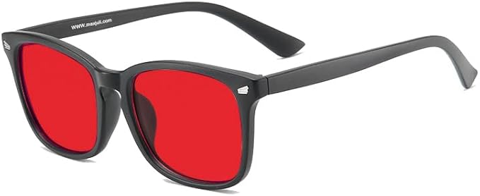 MAXJULI 99.9% Blue Light Blocking,Computer Reading/Gaming/TV/Phones Glasses for Women Men(Red) 6001