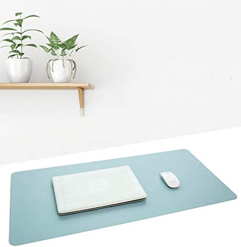 Dual Sided PU Leather Desk Pad, Mouse Pad, Office Desk Mat, Non-Slip Laptop Desk Pad, Waterproof Desk Writing Pad for Office and Home (23.6" x 11.8", Light Blue+Sliver)