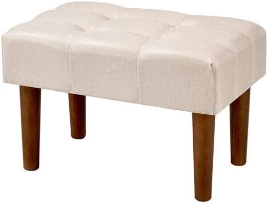 VECELO Small Foot Rest Under Desk Ottoman, Linen Foot Stool with Legs, Rectangle Footrest Leg Rest for Sofa, Relieve Stress, Better Posture, Ottoman Rest Stools for Living Room Entryway, Beige