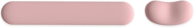 Ergonomic Wrist Rest Set for Keyboard and Mouse | Cooling Gel & Slow-Rebound Memory Foam Palm Support Pad | Luxe Leather, Minimalist, Non-Slip PU Base for Office, Laptop & Gaming (01Pink)