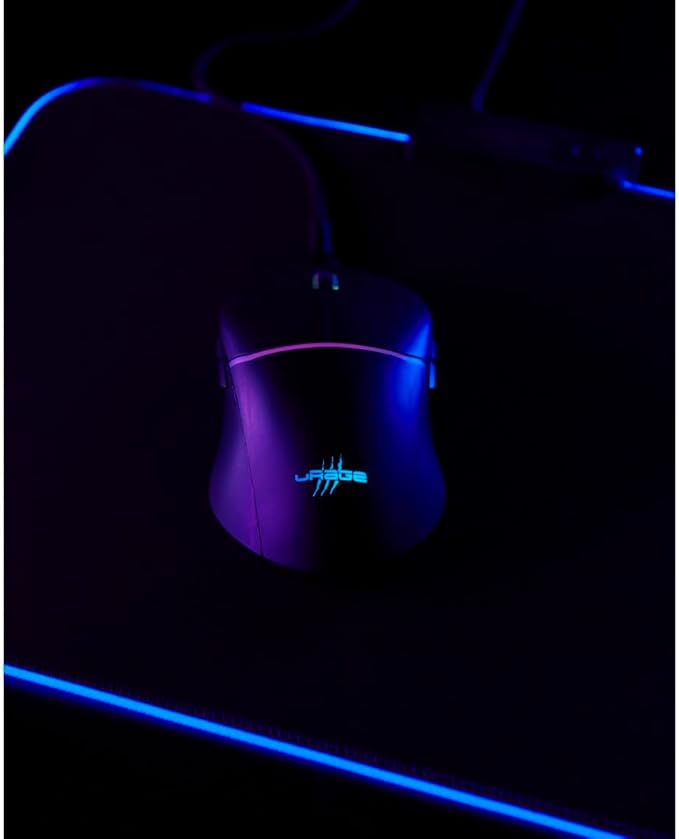 uRage RGB Reaper Gaming Mouse 330 Inches (Gaming Mouse LED Light, Ultra-Light, Right-Handed, 6 Programmable Buttons, 6200 dpi, Optical Sensor, Software, Detachable Cable 2 m, Gaming Stuff) Black