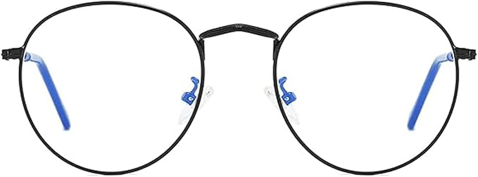 HJSTES Round Blue Light Glasses for Women Men Retro Circle Clear Lens Metal Frame Eyeglasses