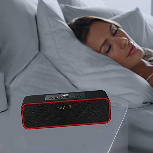 Portable Bluetooth Speaker, with10W Acoustic Driver, LED Display, FM Radio, Alarm Clock, Handsfree Speakerphone, Slots for Micro SD Card & USB & AUX-in, for Smart Phone, Tablet and More(DY22L-Black)
