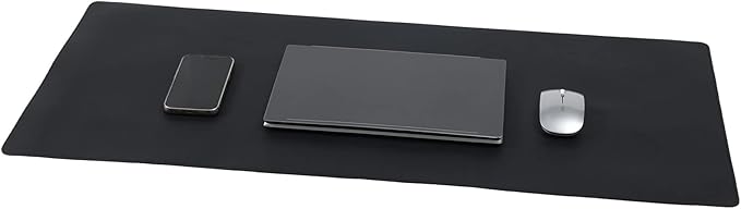 Desk Pad 36x17 inches,PU Leather Desk Blotter,Non-Slip Base Waterproof Surface Office Desk Mat Protector,Old Desktop Cover Decor,Large Mouse Pad,Black