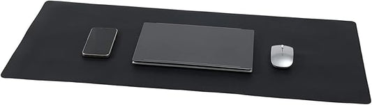 Desk Pad 36x17 inches,PU Leather Desk Blotter,Non-Slip Base Waterproof Surface Office Desk Mat Protector,Old Desktop Cover Decor,Large Mouse Pad,Black