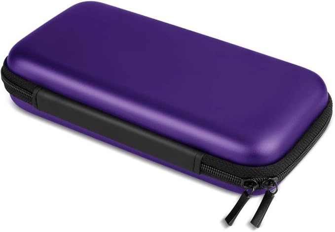 iMangoo Travel Essential Electronics Organizer Charger Case, Shockproof Dual Zipper Power Bank Cables Tech Accessories Pouch Purse, Men & Women Travel Must Have Storage Bag, 6.5x3.2x1 inch Purple