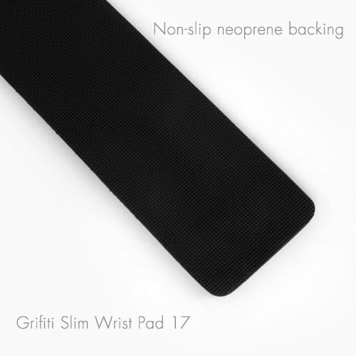 GRIFITI Slim Wrist Pad 17" x 4" x 0.25" Wrists Rest Pads for Standard Computer Keyboards - Ergonomic Keyboard Support Accessories & Carpal Tunnel Resting Hand Rests (Black Poly Nylon Surface)