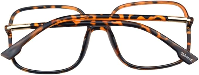Shiratori Woman's New Retro Blue Light Blocking Glasses Big frame Nerd Eyeglasses Frame Anti Blue Ray Computer Game Glasses Leopard