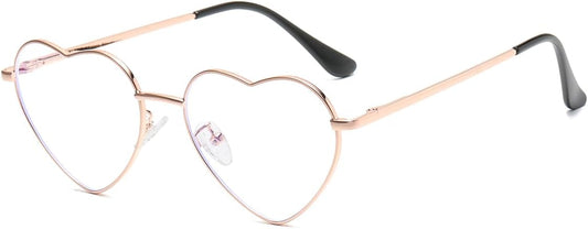JOVAKIT Heart Shaped Blue Light Blocking Glasses for Women Fashion Vintage Lovely Style Metal Frame Eyeglasses