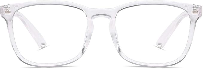 Blue Light Blocking Glasses Square Nerd Eyeglasses Frame Anti Blue Ray Computer Game Glasses (8082A-Transparent)