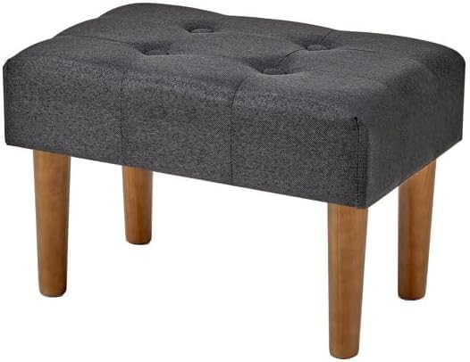 VECELO Small Foot Rest Under Desk Ottoman, Linen Foot Stool with Legs, Rectangle Footrest Leg Rest for Sofa, Relieve Stress, Better Posture, Ottoman Rest Stools for Living Room Entryway, Black