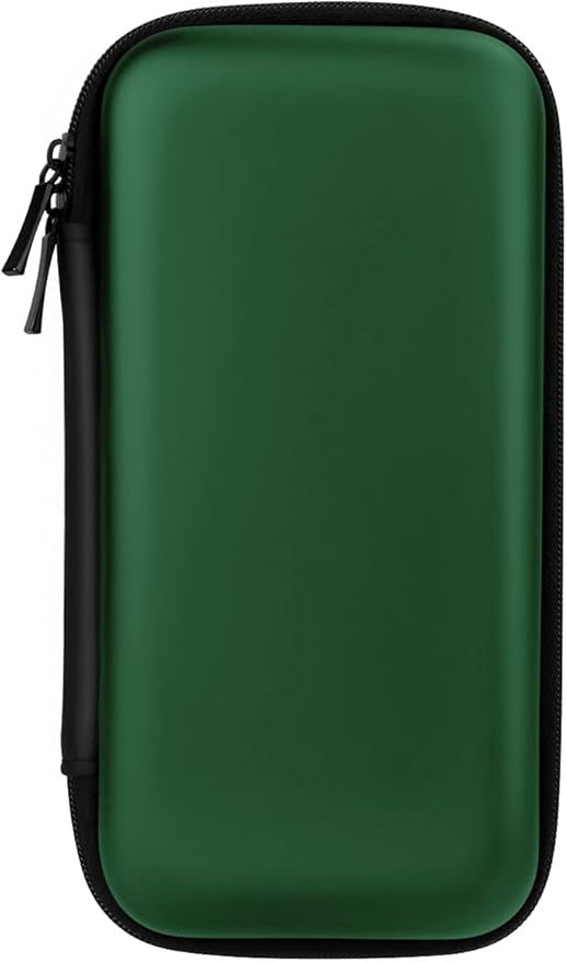 iMangoo Travel Essential Electronics Organizer Charger Case, Shockproof Dual Zipper Power Bank Cables Tech Accessories Pouch Purse, Men & Women Travel Must Have Storage Bag, 6.5x3.2x1 inch Green