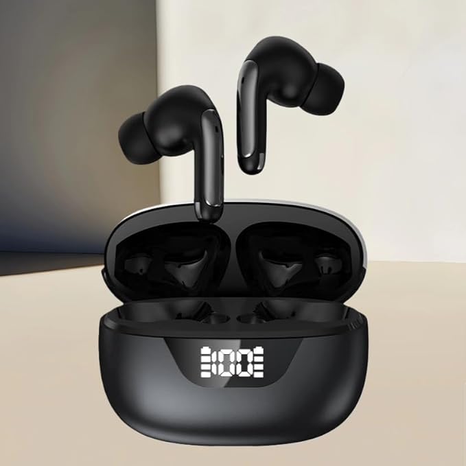 Wireless Earbuds Bluetooth 5.3, 48H Playtime LED Power Display, IPX7 Waterproof Stereo Earphones, Deep Bass Touch Control, Noise Cancelling Mic for Sports, Running, Phone, Tablet, Laptop