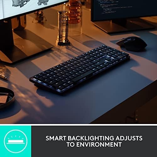 Logitech MX Mechanical Mini Wireless Illuminated Keyboard, Tactile Quiet Switches, Backlit, Bluetooth, USB-C, macOS, Windows, Linux, iOS, Android, Metal