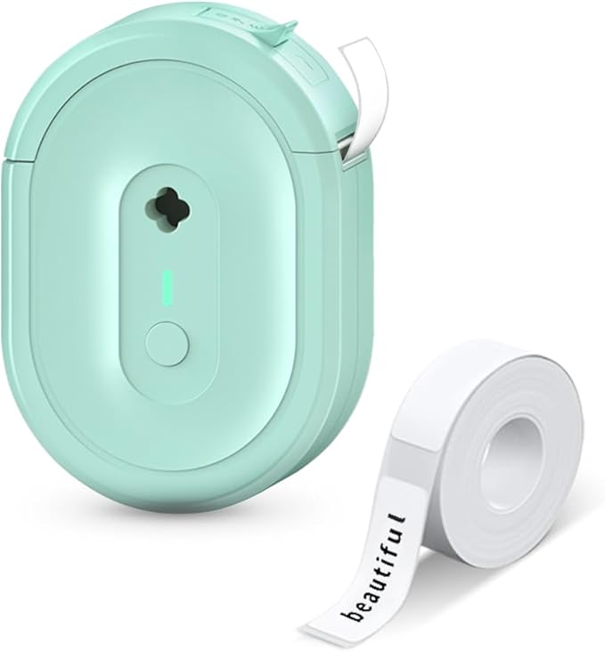 Mini Label Maker Machine with Tape, N12 Portable Thermal Printer, Bluetooth Label Maker, Sticker Printer with Multiple Templates for Small Business, Kitchen, School, Office Organization (Green)
