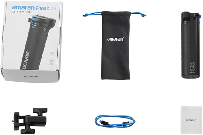 Amaran Peak 75 All-in-one Portable Battery Grip with Native Ace E-Lock,66.6Wh 4,500mAh Battery Capacity IP54 Powers Ray 60c & Pano 60c at Full Power Without Cables (Peak 75)