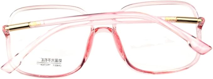 Shiratori Woman's New Retro Blue Light Blocking Glasses Big frame Nerd Eyeglasses Frame Anti Blue Ray Computer Game Glasses Pink