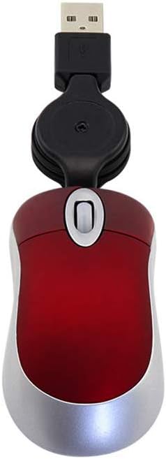 SHARE SUNSHINE Mini Small Travel Optical Mouse Portable USB Wired Mouse with Retractable USB Cord for PC Laptop Computer Desktop Office Business Home School Kids Girls Boys Women Men Gift(Red)