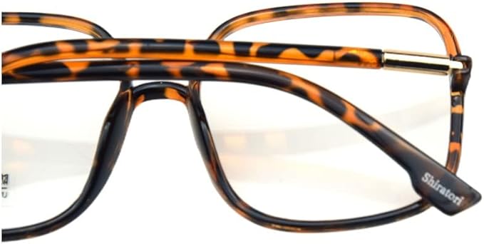 Shiratori Woman's New Retro Blue Light Blocking Glasses Big frame Nerd Eyeglasses Frame Anti Blue Ray Computer Game Glasses Leopard