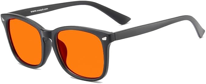 MAXJULI 99.9% Blue Light Blocking,Computer Reading/Gaming/TV/Phones Glasses for Women Men(Orange) 6001