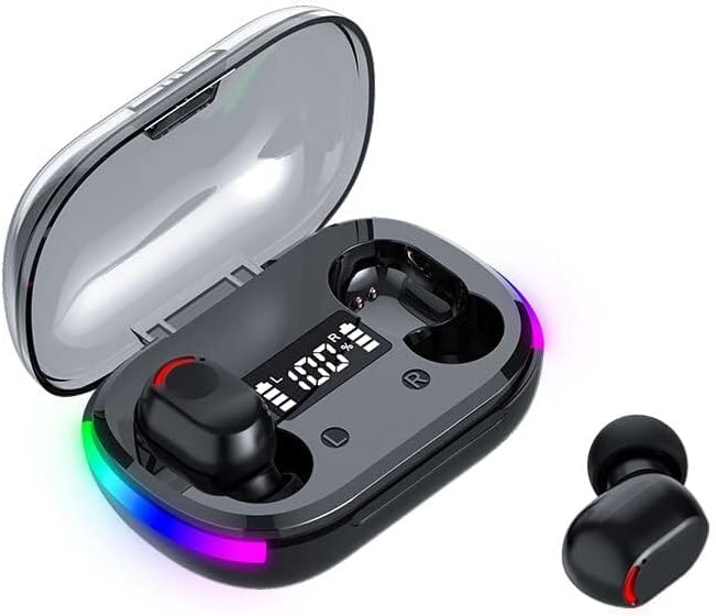 BD&M Wireless Earbuds, HiFi Digital LED Display Stereo Gaming Earbuds Bluetooth Headphones, TWS Wireless Earphones in-Ear Ear Buds, for Gaming, Workout, Sports, Work, Running, Gym