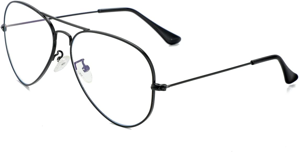 Aviator Clear Lens Glasses for Women Men Non-prescription Eyeglasses Blue Light Blocking Lens Metal Frame