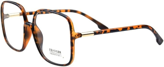 Shiratori Woman's New Retro Blue Light Blocking Glasses Big frame Nerd Eyeglasses Frame Anti Blue Ray Computer Game Glasses Leopard