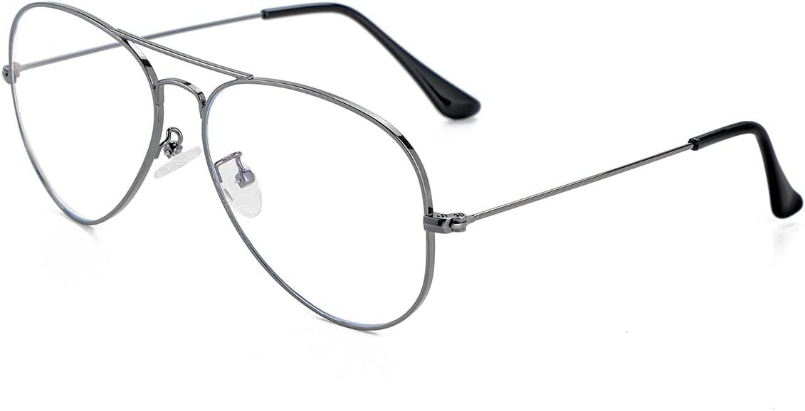 Aviator Clear Lens Glasses for Women Men Non-prescription Eyeglasses Blue Light Blocking Lens Metal Frame