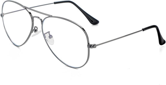 Aviator Clear Lens Glasses for Women Men Non-prescription Eyeglasses Blue Light Blocking Lens Metal Frame