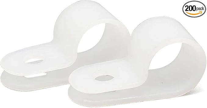100 Pcs White Nylon R-Type Cable Clamps, 3/4 Inch Cable Organizer Assortment Kit for Wire Management by Teansic