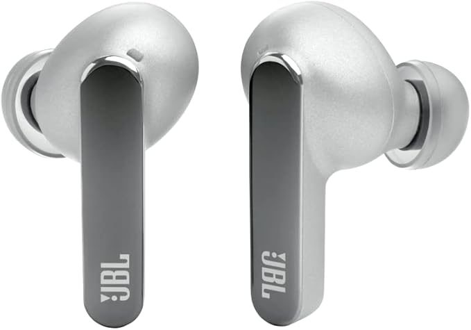 JBL Live Pro 2 - True Wireless Noise Cancelling Earbuds, up to 40 Hours of Playback with Wireless Charging, 6 mics for Perfect Calls, Touch & Voice Control, IPX5 Water Resistant (Silver)