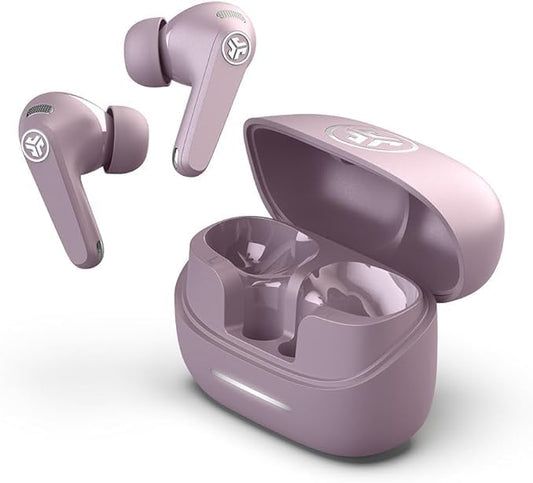 JLab JBuds Pods ANC True Wireless Bluetooth Earbuds, Hybrid Active Noise Canceling, 56+ Hours Playtime, Clear calls, Custom Sound via App, Wireless Charging, Bluetooth Multipoint, Be Aware Mode, Mauve