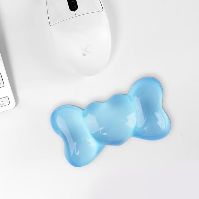 Gel Wrist Rest for Keyboard and Mouse Transparent Blue Bow Elbow Pad Cushion Ergonomic Cute Clear Cool Heart Mouse Wrist Pad Silicone Non-Slip Support for Computer Gaming Home Office Women Hand Pillow