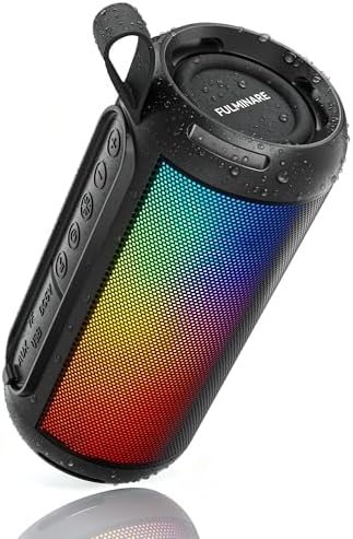 FULMINARE Bluetooth Speaker Wireless TWS Pairing 26W HD Loud Stereo Portable Speakers Bluetooth 6.0 with 16H Playtime, RGB LED Light, IPX5 Waterproof for Home Outdoor Party Gift Black