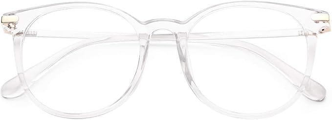 Gaoye Blue Light Blocking Glasses, Retro Round Eyewear Frame Anti Eyestrain Computer Glasses for Women Men - GY1688 (Transparent Frame/Transparent Lens)