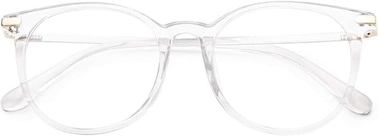 Gaoye Blue Light Blocking Glasses, Retro Round Eyewear Frame Anti Eyestrain Computer Glasses for Women Men - GY1688 (Transparent Frame/Transparent Lens)