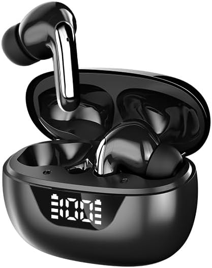 Wireless Earbuds Bluetooth 5.3, 48H Playtime LED Power Display, IPX7 Waterproof Stereo Earphones, Deep Bass Touch Control, Noise Cancelling Mic for Sports, Running, Phone, Tablet, Laptop