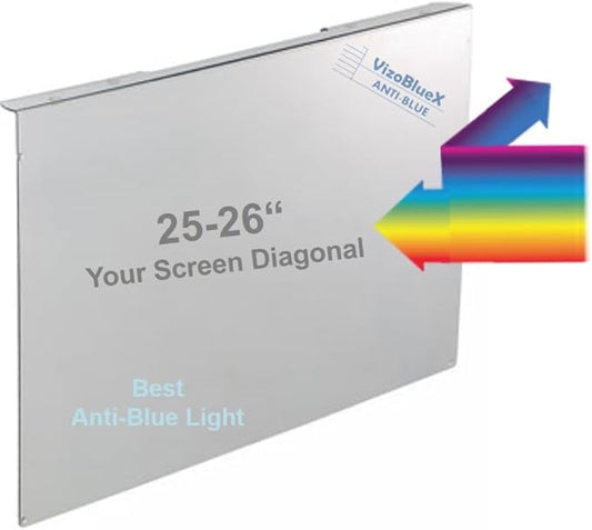 VizoBlueX 25-26 inch Anti-Blue Light Filter for Computer Monitor. Blue Light Monitor Screen Protector Panel (23.6 x 14.4 inch). Blocks Blue Light 380 to 495 nm. Fits LCD, TV and PC, Mac Monitors
