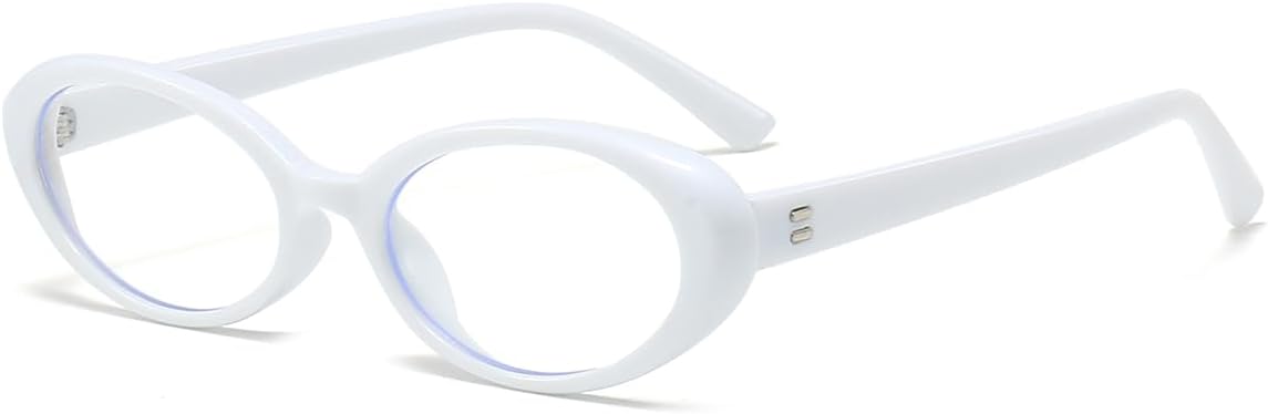 JOVAKIT Oval Blue Light Blocking Glasses for Women Men Vintage Fashion Small 90s Retro Oval Frame Style Eyeglasses