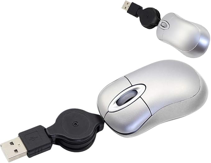 Wired Mouse Mini Small Travel Mice with Retractable Cable Portable Compact Pocket Tiny Handheld Little Optical USB-A Mouse for Laptop PC Computer Macbook Kids Girl Boy Women Men Small Hands Gift