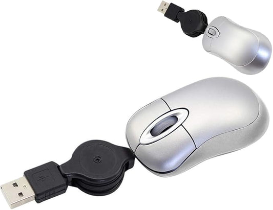 Wired Mouse Mini Small Travel Mice with Retractable Cable Portable Compact Pocket Tiny Handheld Little Optical USB-A Mouse for Laptop PC Computer Macbook Kids Girl Boy Women Men Small Hands Gift