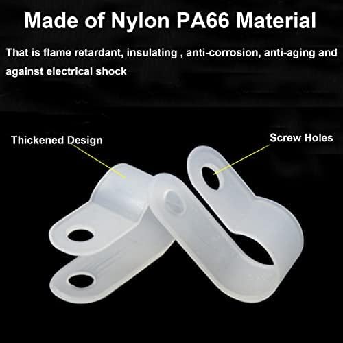100PCS White Nylon R-Type Cable Clamp 5/8 Inch Cable Organizer Assortment Kit for Wire Management - Image 3