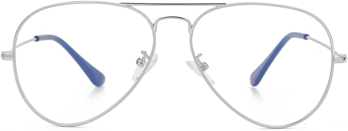 Aviator Clear Lens Glasses for Women Men Non-prescription Eyeglasses Blue Light Blocking Lens Metal Frame